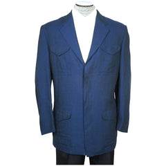 Vintage Gianni Versace Versus Blazer Mens Suit Jacket Blue Linen Size M Italy 50 - Poppy's Vintage Clothing