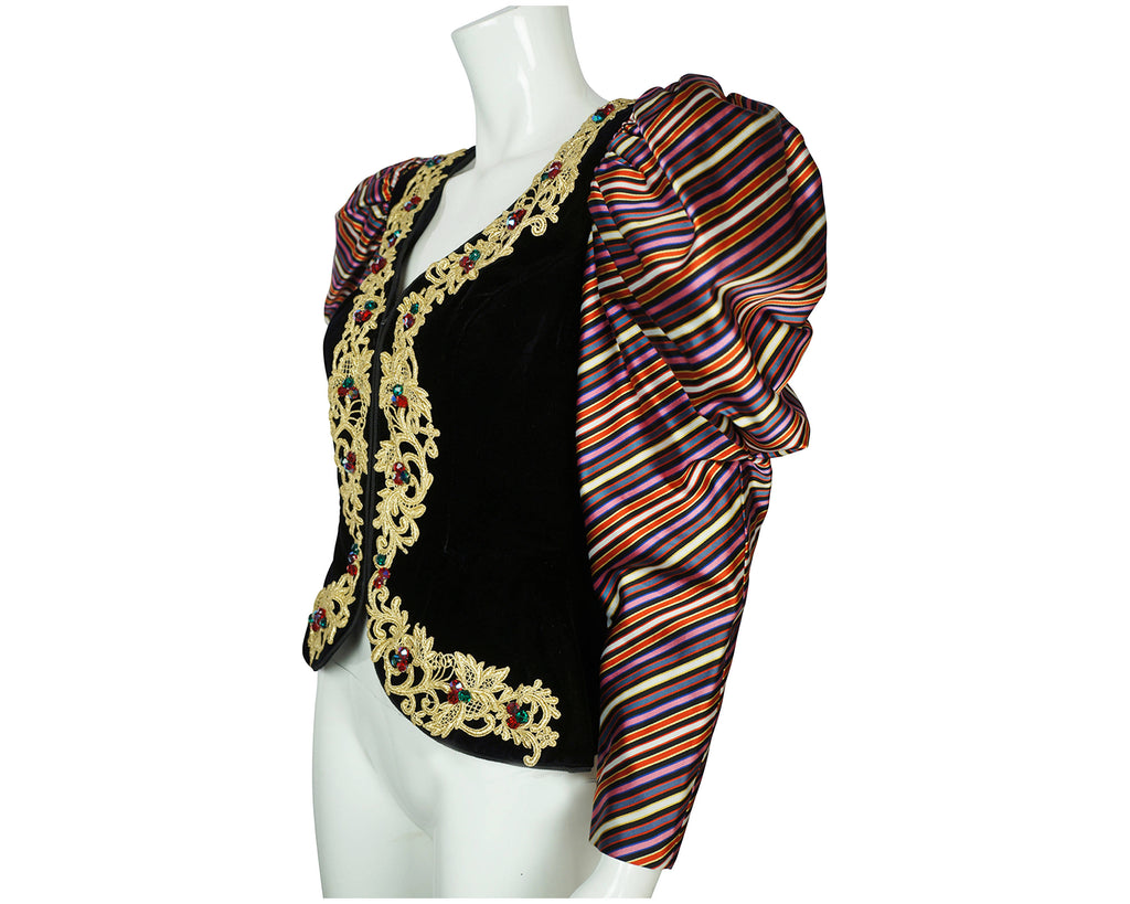 Vintage 1980s Victor Costa Jacket Theatrical Ball Gown Top Size Medium - Poppy's Vintage Clothing