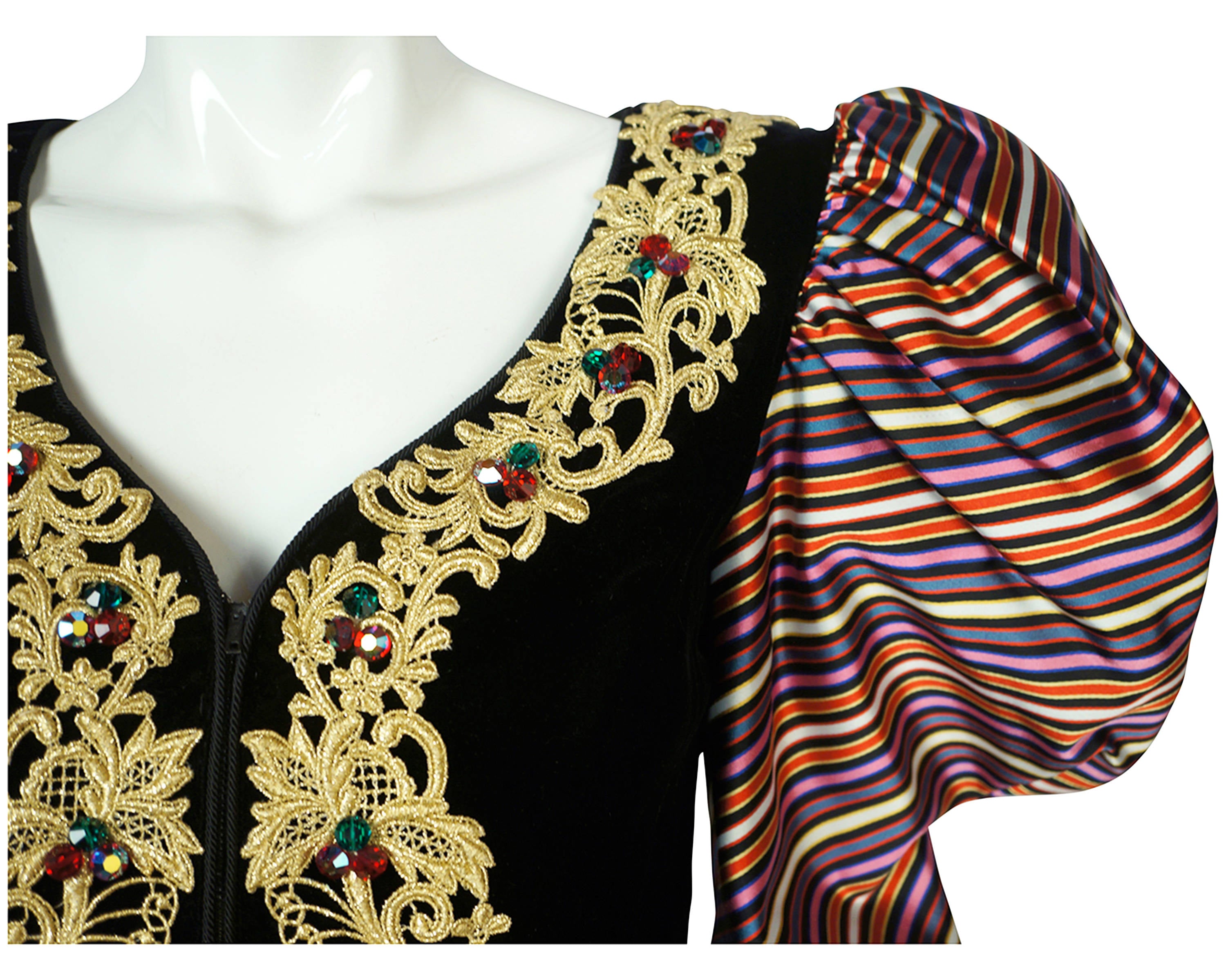 RESERVED Vintage 1980s Striped Silk and Velvet Jacket by Victor