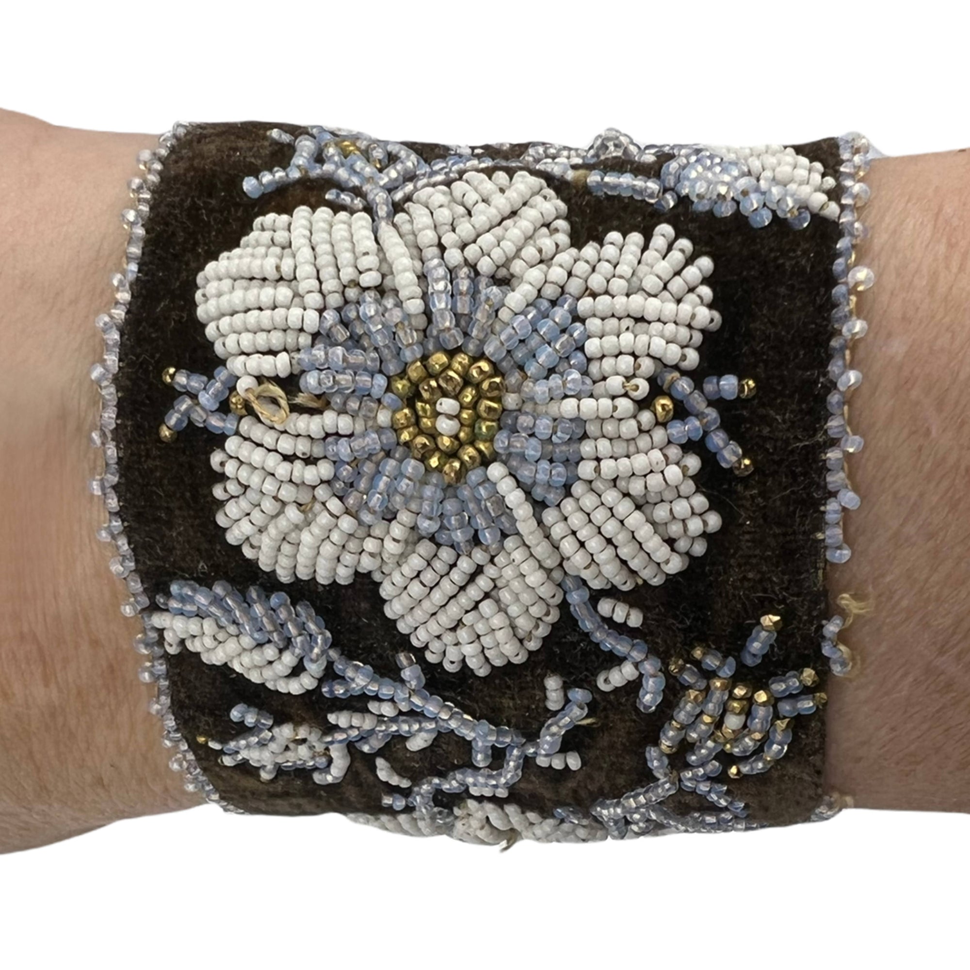 Antique Iroquois Beaded Cuffs Victorian Era 1870-1890