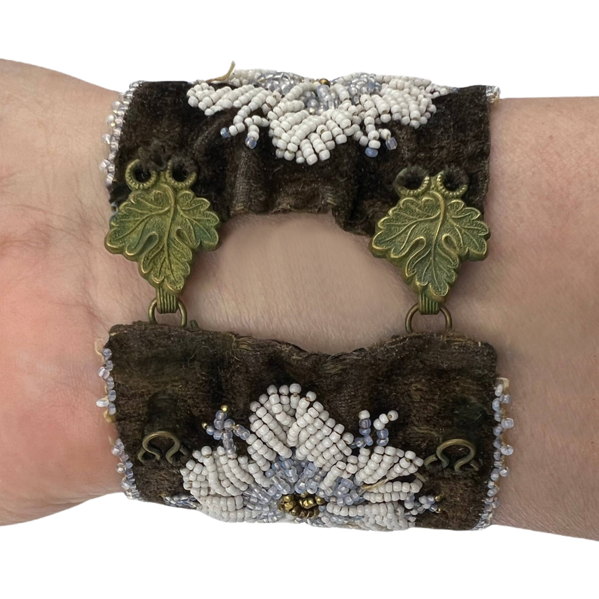 Antique Iroquois Beaded Cuffs Victorian Era 1870-1890