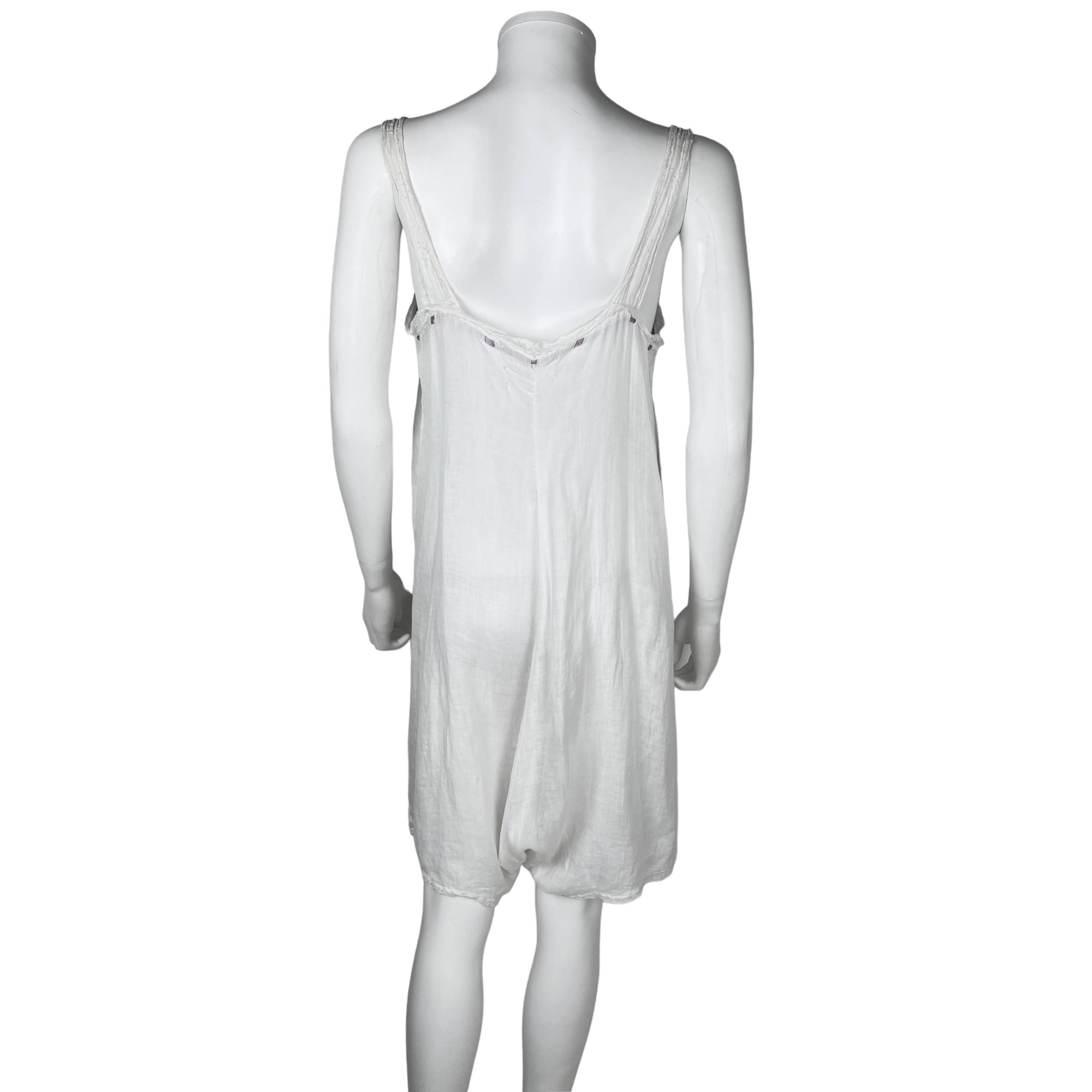 Antique Edwardian Slip White Lawn Cotton w Buttoned Crotch