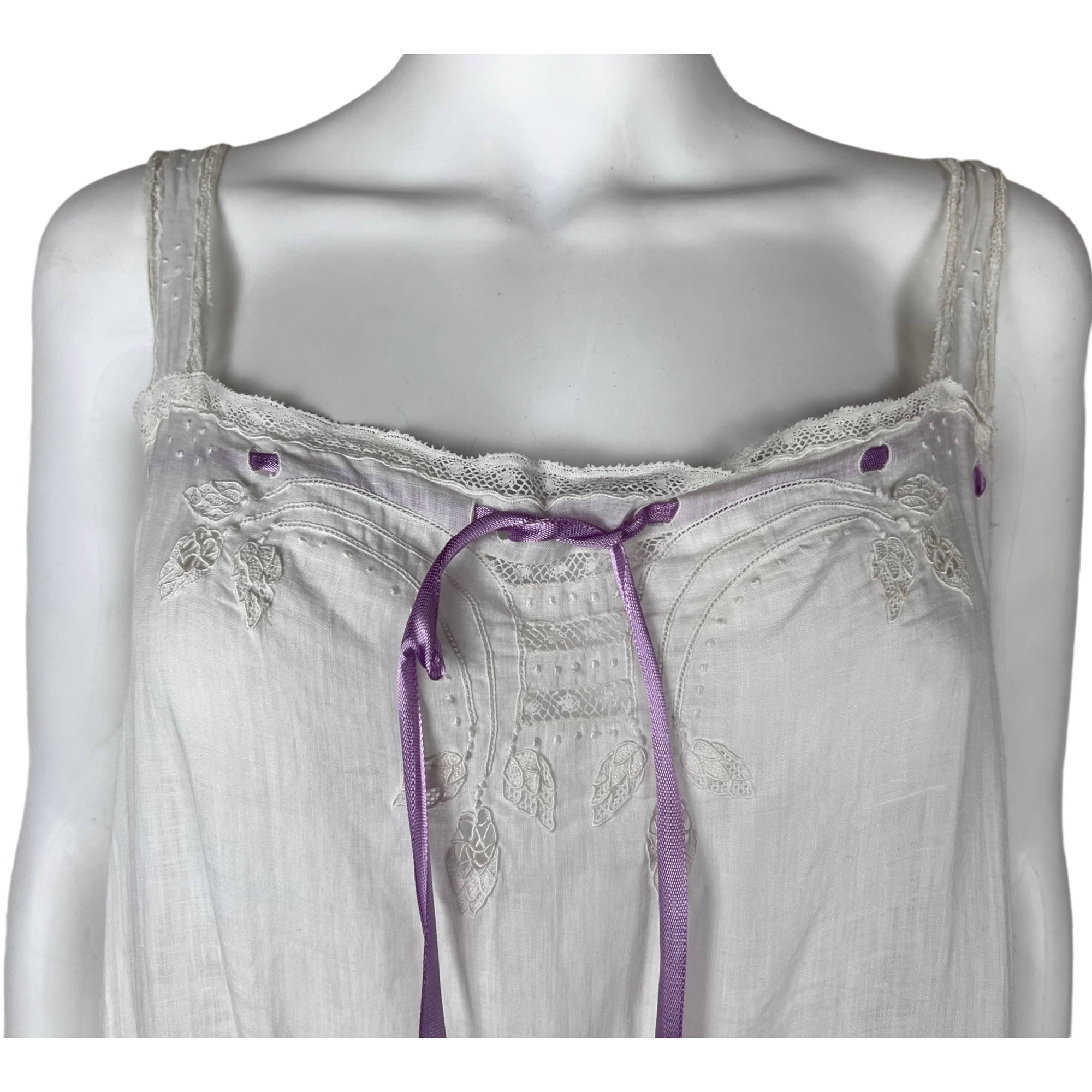 Antique Edwardian Slip White Lawn Cotton w Buttoned Crotch