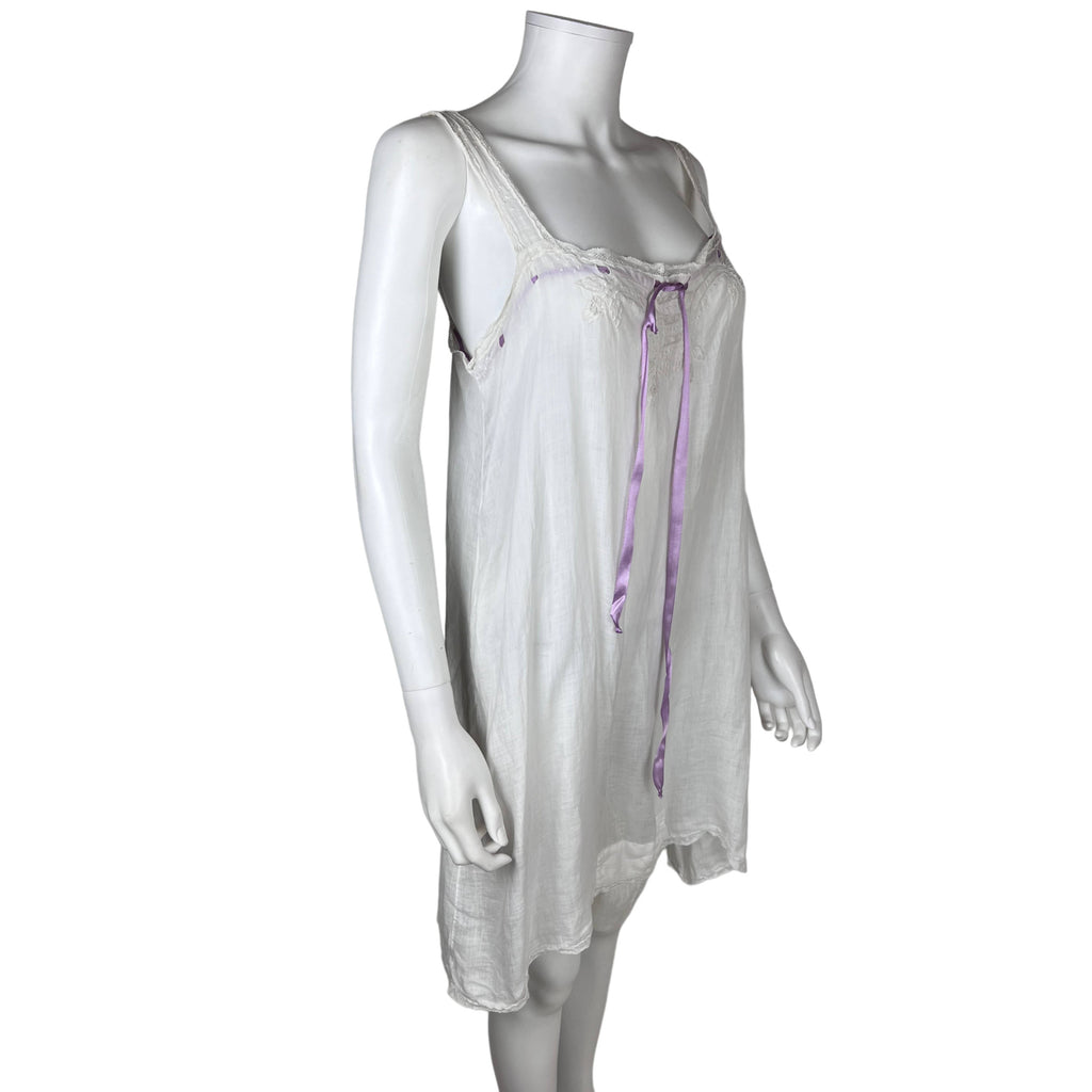 Antique Edwardian Slip White Lawn Cotton w Buttoned Crotch