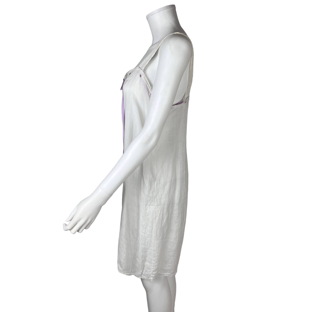 Antique Edwardian Slip White Lawn Cotton w Buttoned Crotch