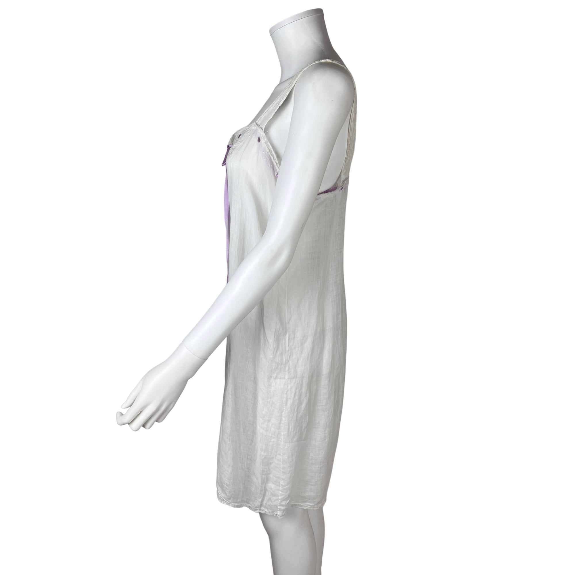 Antique Edwardian Slip White Lawn Cotton w Buttoned Crotch