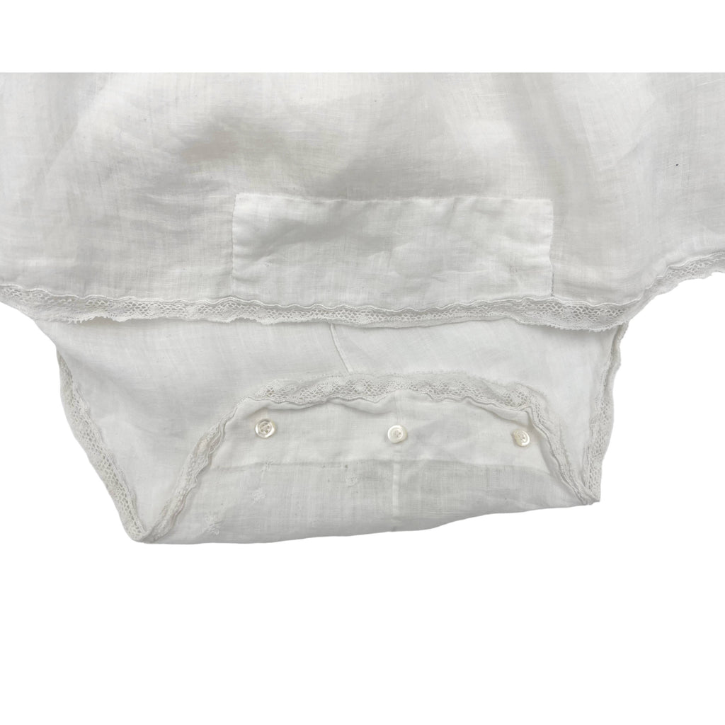 Antique Edwardian Slip White Lawn Cotton w Buttoned Crotch