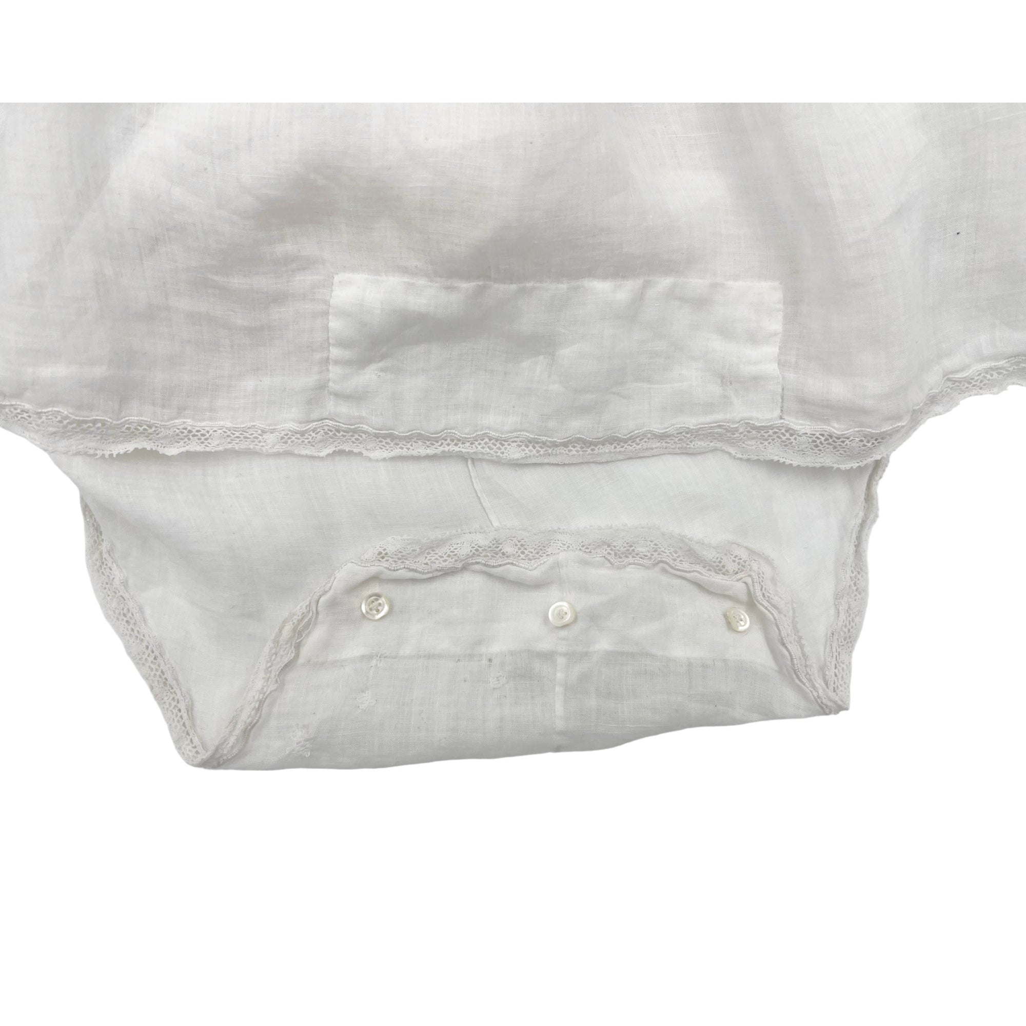 Antique Edwardian Slip White Lawn Cotton w Buttoned Crotch