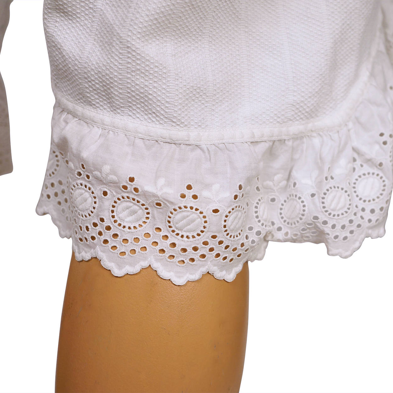 Antique Victorian White Woven Cotton Drawers with Eyelet Trim Ladies Underwear - Poppy's Vintage Clothing