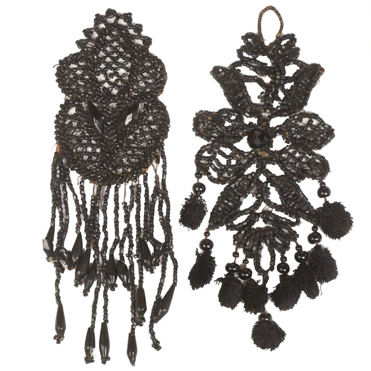 Antique Victorian French Jet Tassel Appliques - Poppy's Vintage Clothing
