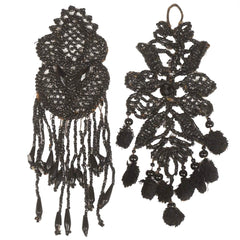 Antique Victorian French Jet Tassel Appliques - Poppy's Vintage Clothing