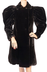 Victorian Black Plush Velvet Womens Coat Steampunk XS - Poppy's Vintage Clothing