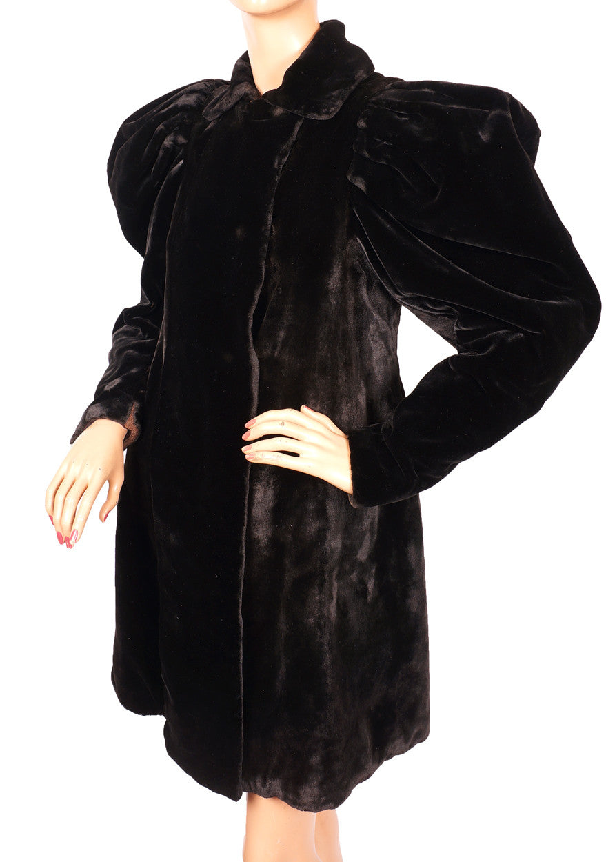 Victorian Black Plush Velvet Womens Coat Steampunk XS - Poppy's Vintage Clothing