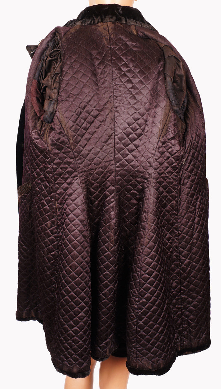 Victorian Black Plush Velvet Womens Coat Steampunk XS - Poppy's Vintage Clothing