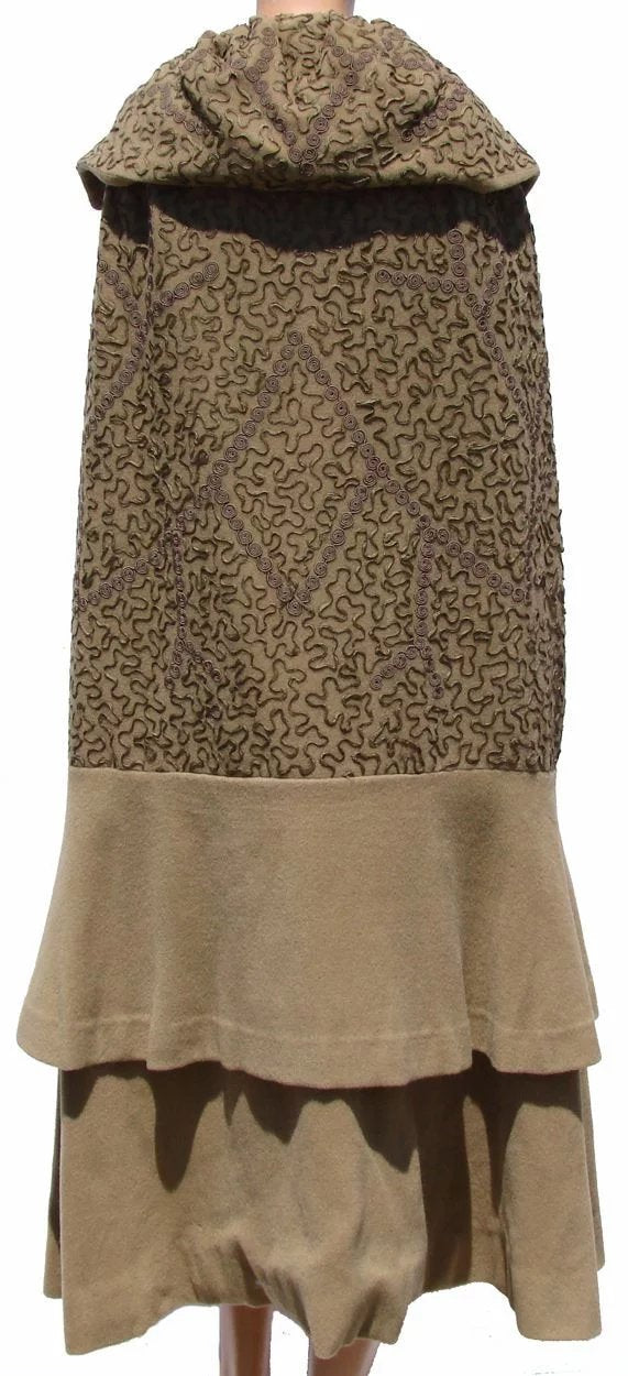 Vintage 1920s Wool Cloak with Soutache Trim - Poppy's Vintage Clothing