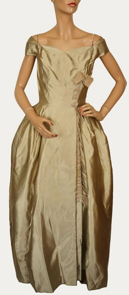 Vintage 1940s Evening Gown by Bianca Gusmaroli Canadian Couturier - Size S - Poppy's Vintage Clothing