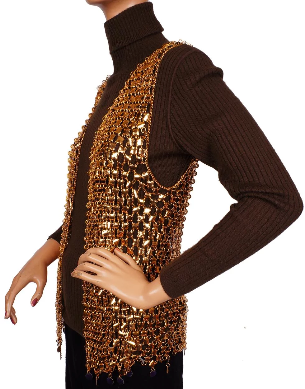Vintage 1960s Paco Rabanne Gold Mylar Disc Chainmail Vest Size S / M –  Poppy's Vintage Clothing