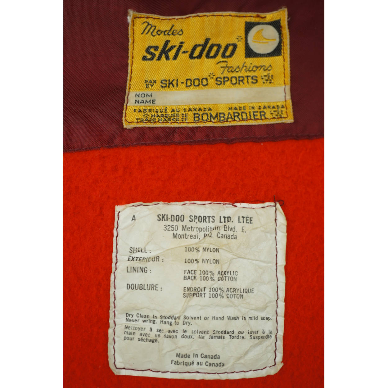 Vintage 1960s Ski Doo Snowmobile Jacket Coat Bombardier Canada Mens Size L - Poppy's Vintage Clothing