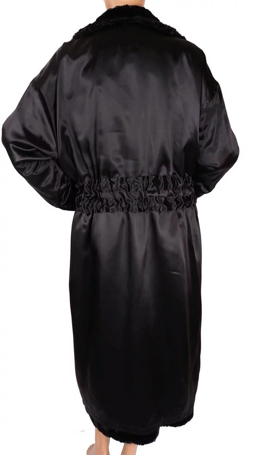 Vintage 1990s Sonia Rykiel Black Faux Fur and Satin Reversible