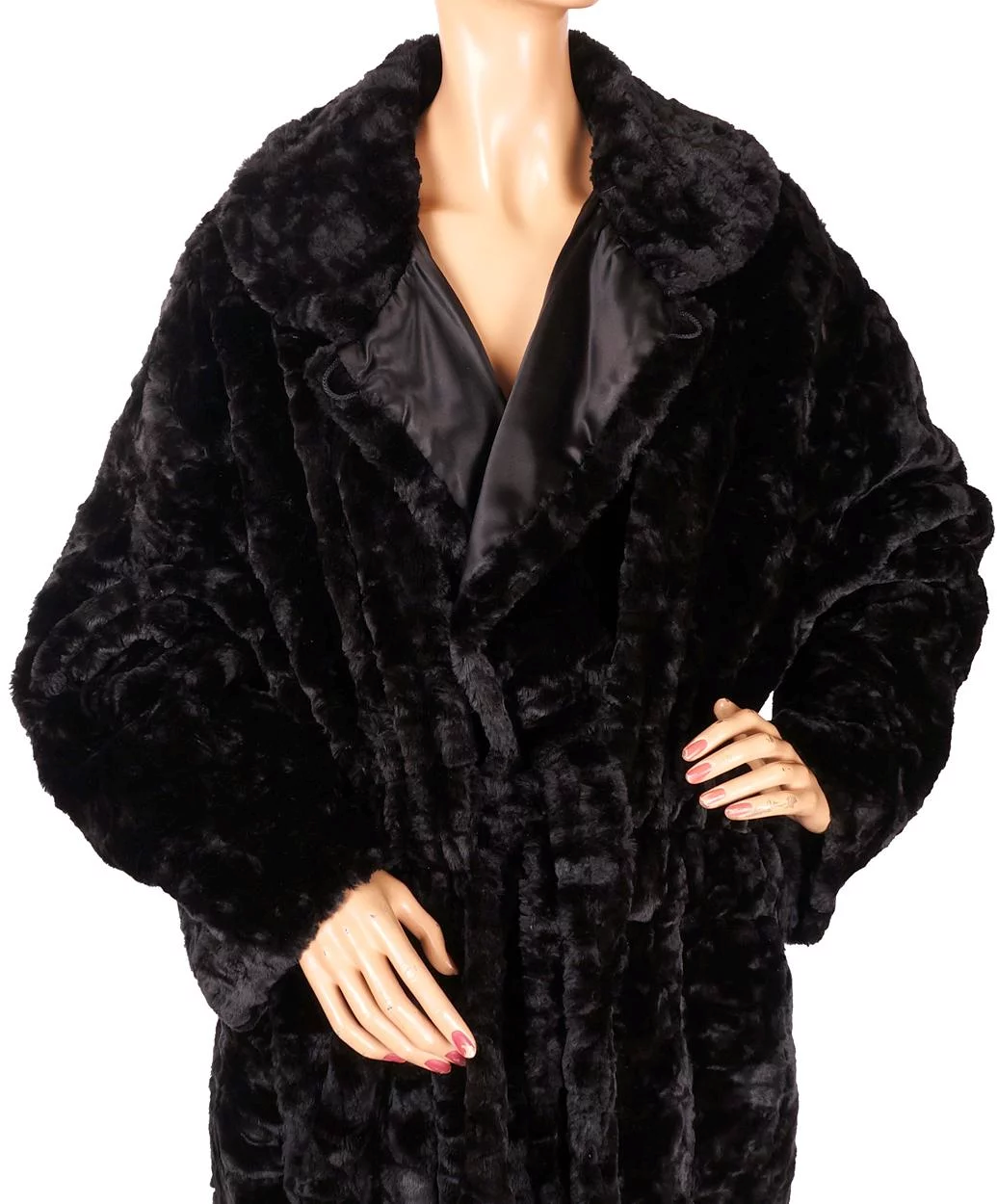 Vintage 1990s Sonia Rykiel Black Faux Fur and Satin