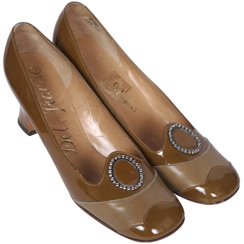 Vintage Unused NOS 1960s Ladies Patent Leather Shoes Del Grande Montreal 7 AA - Poppy's Vintage Clothing