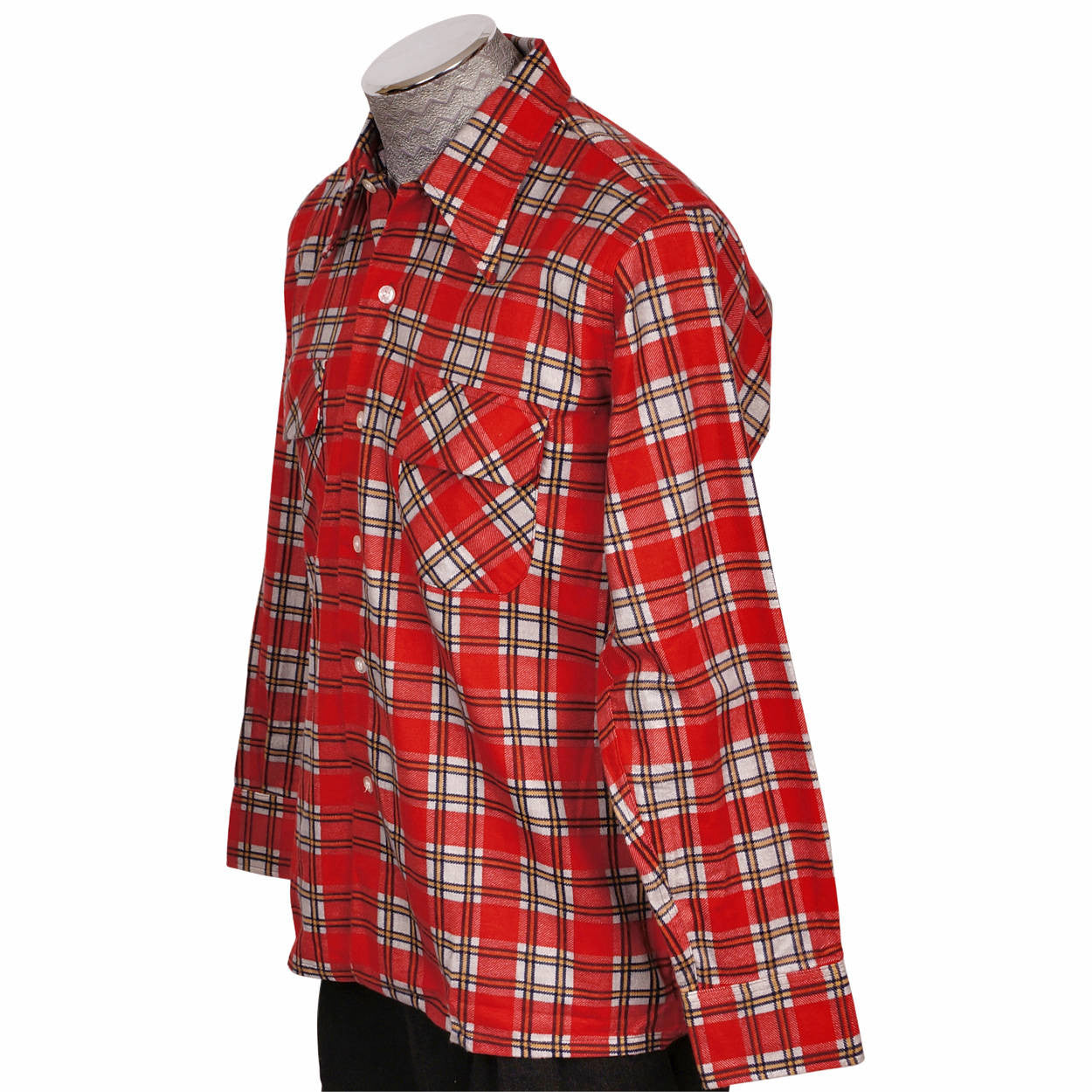 Vintage Mens Cotton Flannel Shirt 1960s Rockabilly Red Plaid Chandler Unused M - Poppy's Vintage Clothing