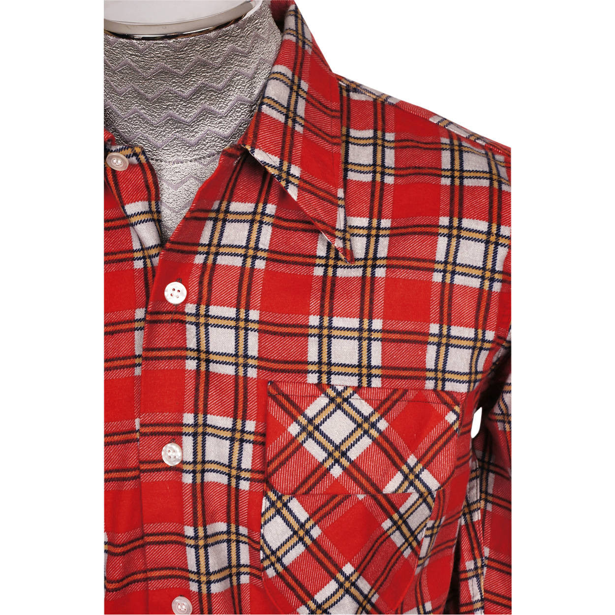 Vintage Mens Cotton Flannel Shirt 1960s Rockabilly Red Plaid