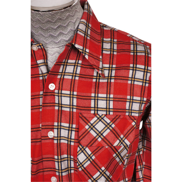 Vintage Mens Cotton Flannel Shirt 1960s Rockabilly Red Plaid Chandler  Unused M