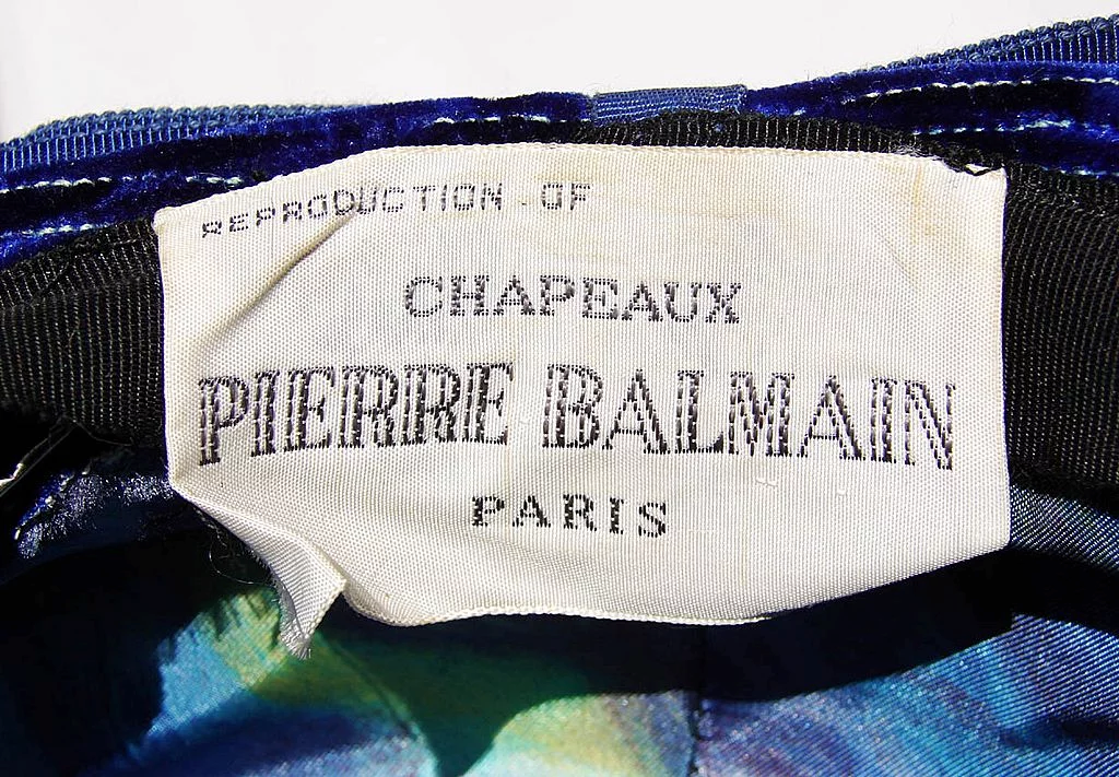 Vintage 1950s Pillbox Hat Pierre Balmain Reproduction - Blue Velvet - Poppy's Vintage Clothing