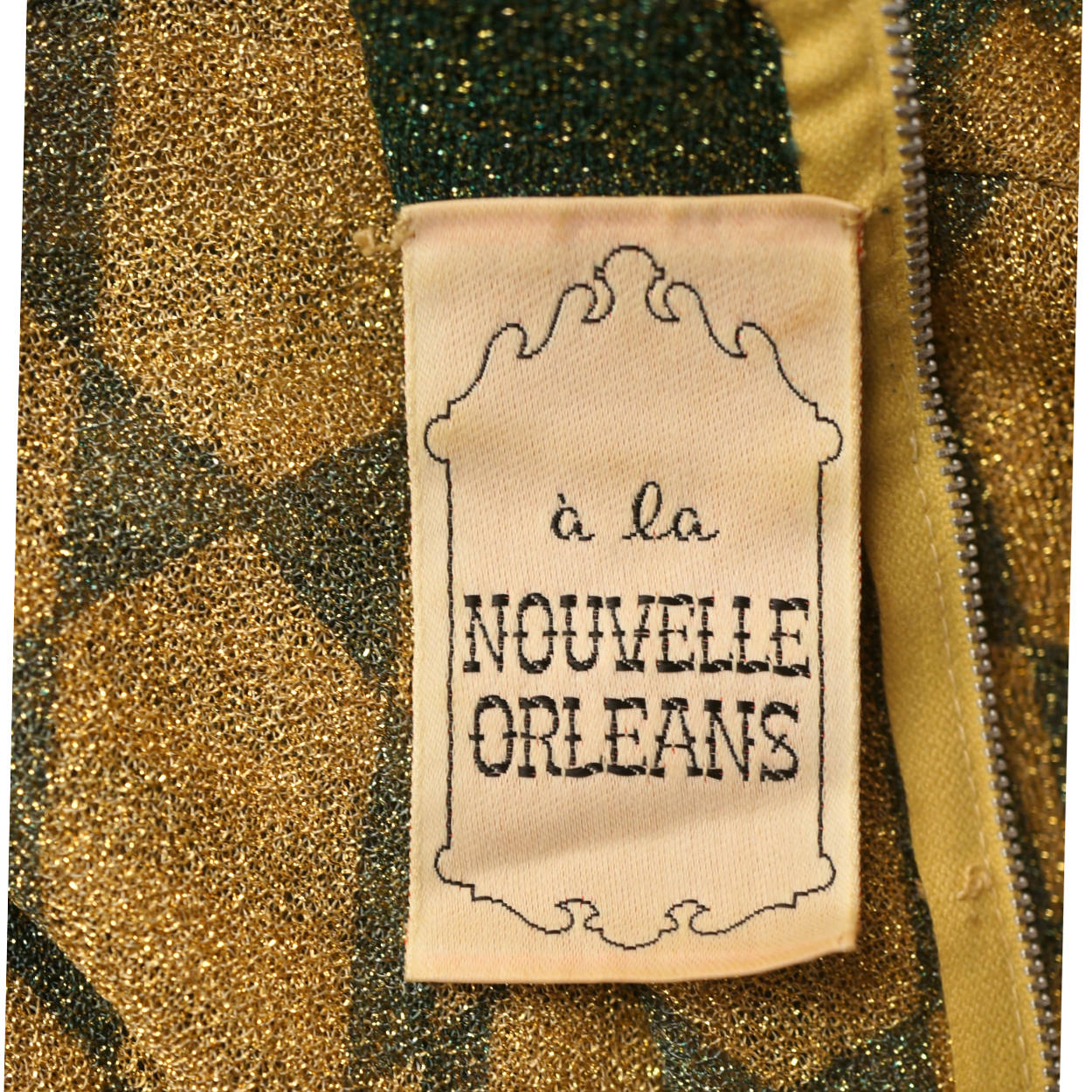 Vintage 1970s Dress Art Nouveau Print Metallic Lame Evening Gown Pelilla Italy Size 8 - Poppy's Vintage Clothing