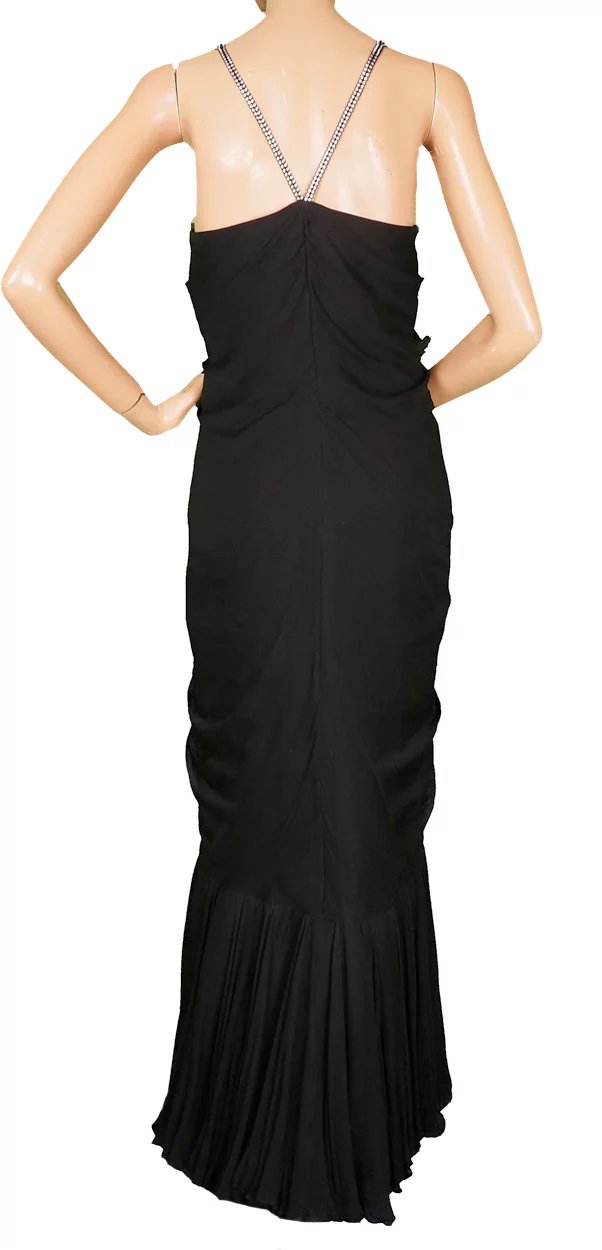 Vintage 1970s Black Silk Chiffon Gown by William Travilla - Poppy's Vintage Clothing