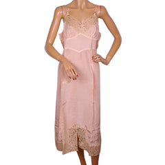 Vintage 1940s Pink Slip with Lace Trim by Dore Canada Size M Excellent - Poppy's Vintage Clothing