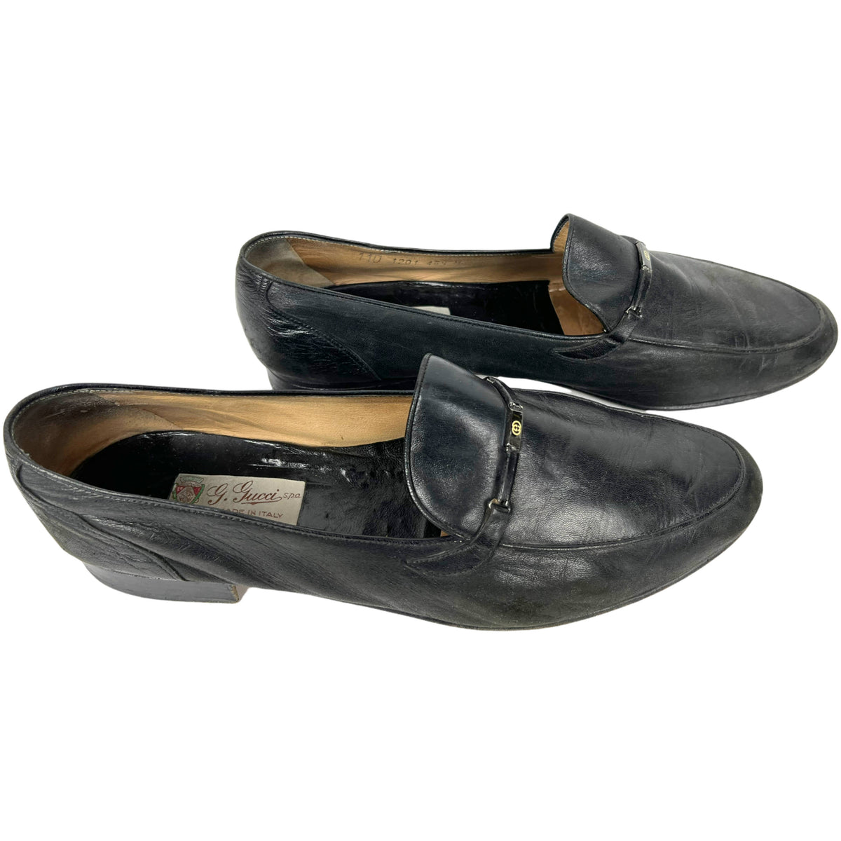 Vintage Gucci Men’s Sz 10 Black Leather Loafers Made in Italy One Insole Missing Gucci,Gucci…New Soles and Heels plus new insoles in which I  main image 3
