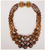 Vintage 1950s Hobe Triple Strand Glass and Plastic Necklace w Rhinestone Clasp - Poppy's Vintage Clothing
