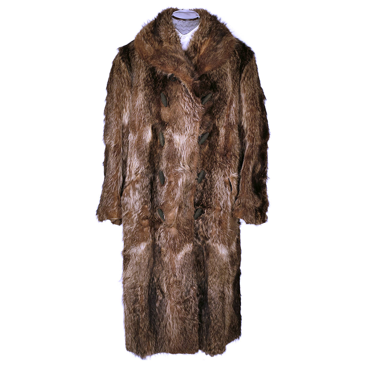 Vintage s Mens Raccoon Fur Coat Ivy League Football Fan