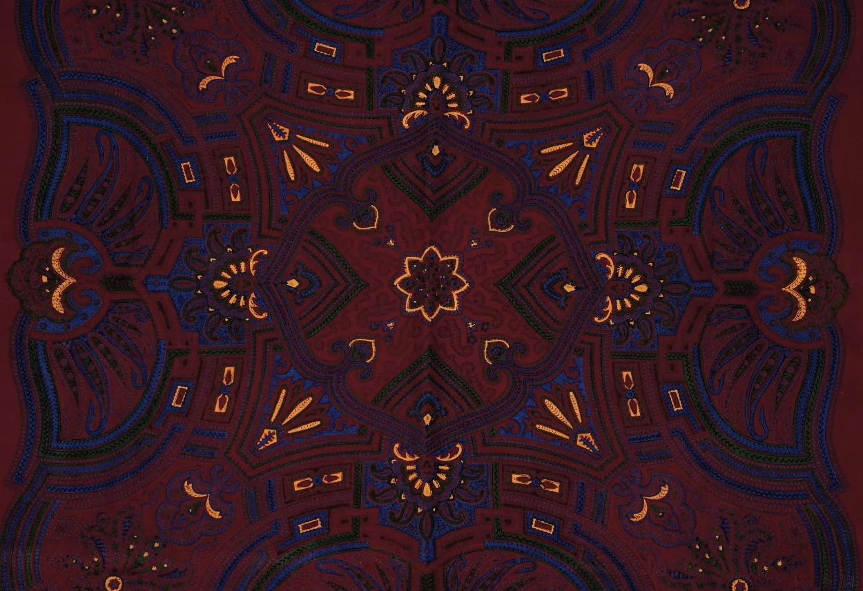 Vintage 1940s Mens Silk Maroon Opera Scarf - 35” Square - Made in England - Poppy's Vintage Clothing