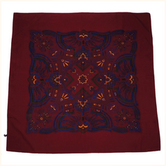 Vintage 1940s Mens Silk Maroon Opera Scarf - 35” Square - Made in England - Poppy's Vintage Clothing