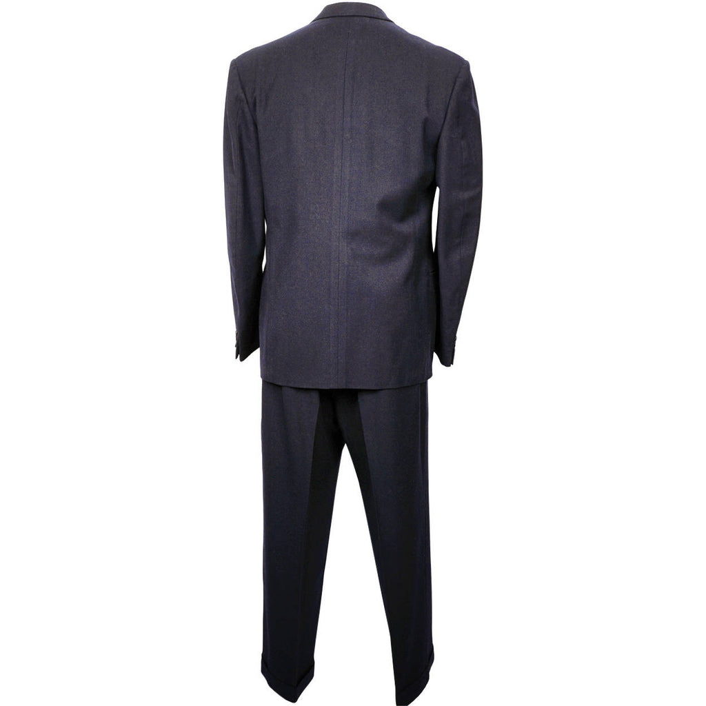 Vintage 1950s Mens Suit Blue Gab Wool Dated 1954 Size L 42 Tall - Poppy's Vintage Clothing