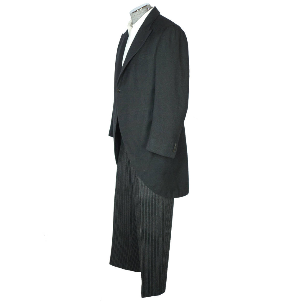 Vintage Mens Morning Coat Formal Suit w Striped Pants Sz M L - Poppy's Vintage Clothing