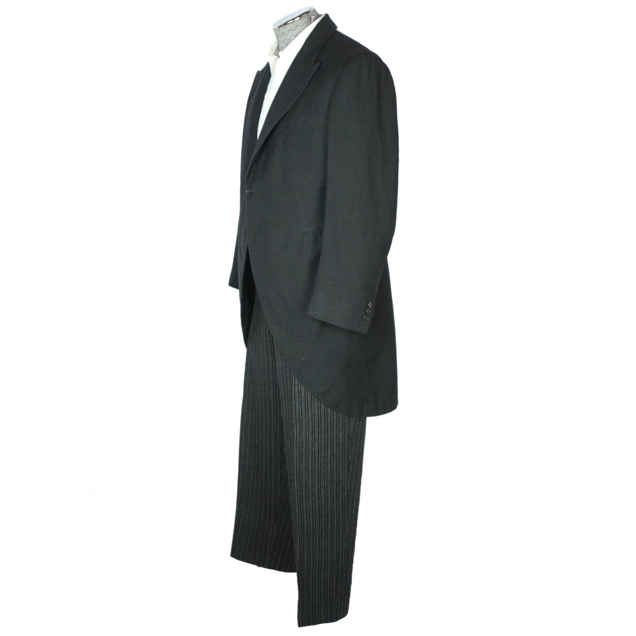 Vintage Mens Morning Coat Formal Suit w Striped Pants Sz M L - Poppy's Vintage Clothing