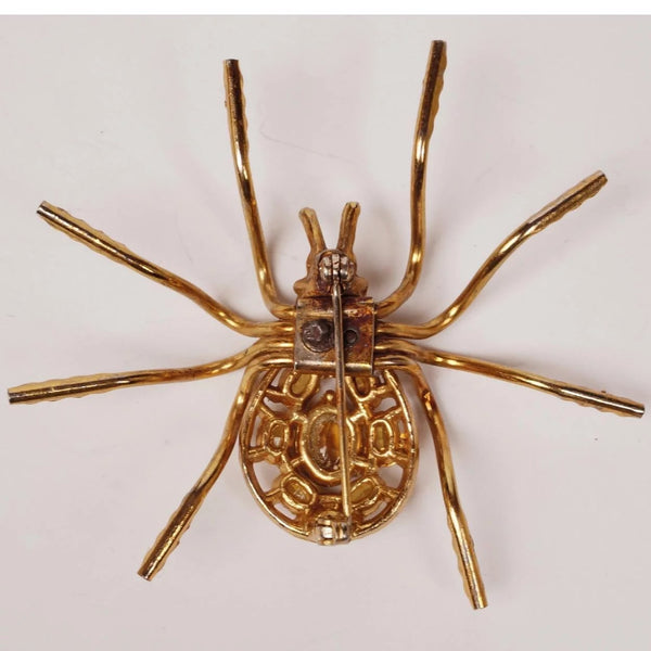 Vintage 1950s Spider Brooch with Topaz Rhinestones