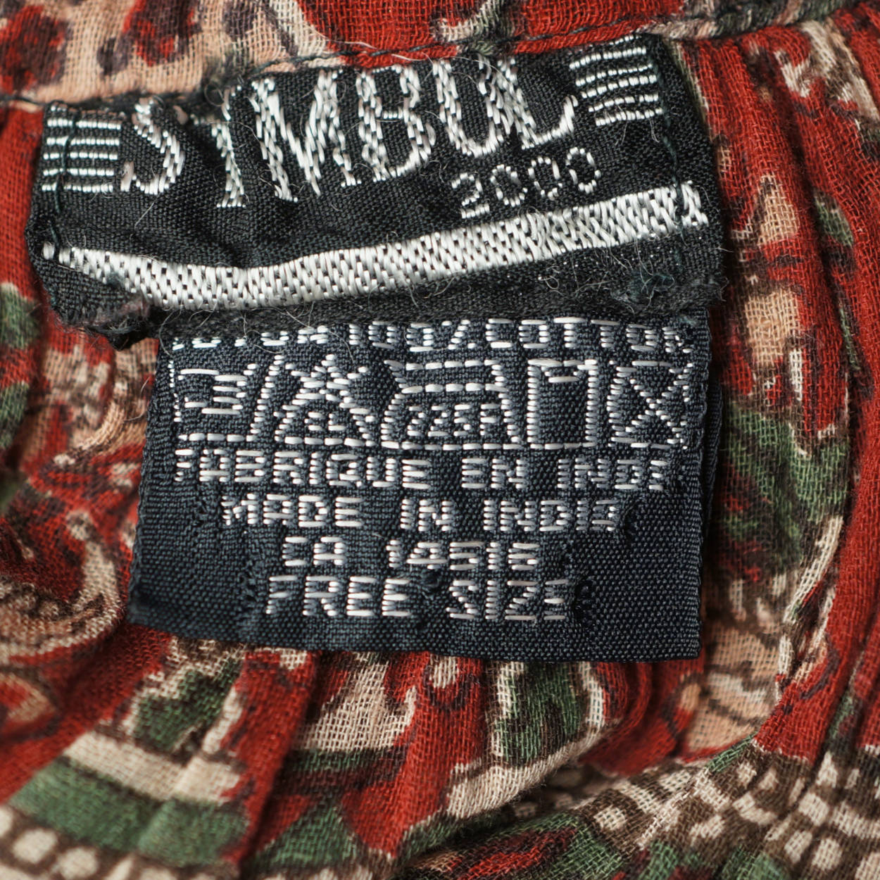 Vintage Indian Gauze Cotton Skirt with Red & Green Floral Pattern One Size - Poppy's Vintage Clothing