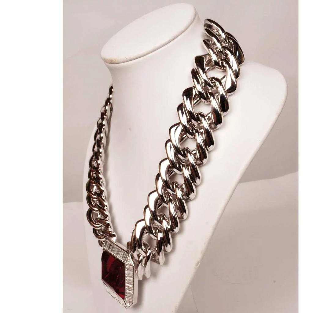 Vintage YSL Demi-Parure Choker Necklace and Earrings Yves Saint Laurent - Poppy's Vintage Clothing