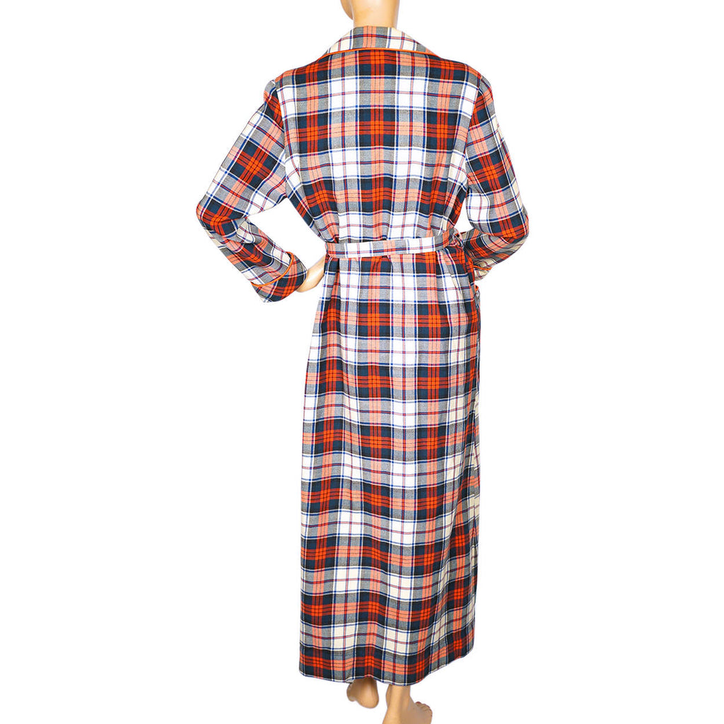 Vintage 1970s Plaid Viyella Dressing Gown JH Bardwell Claire Haddad Ladies Size M - Poppy's Vintage Clothing