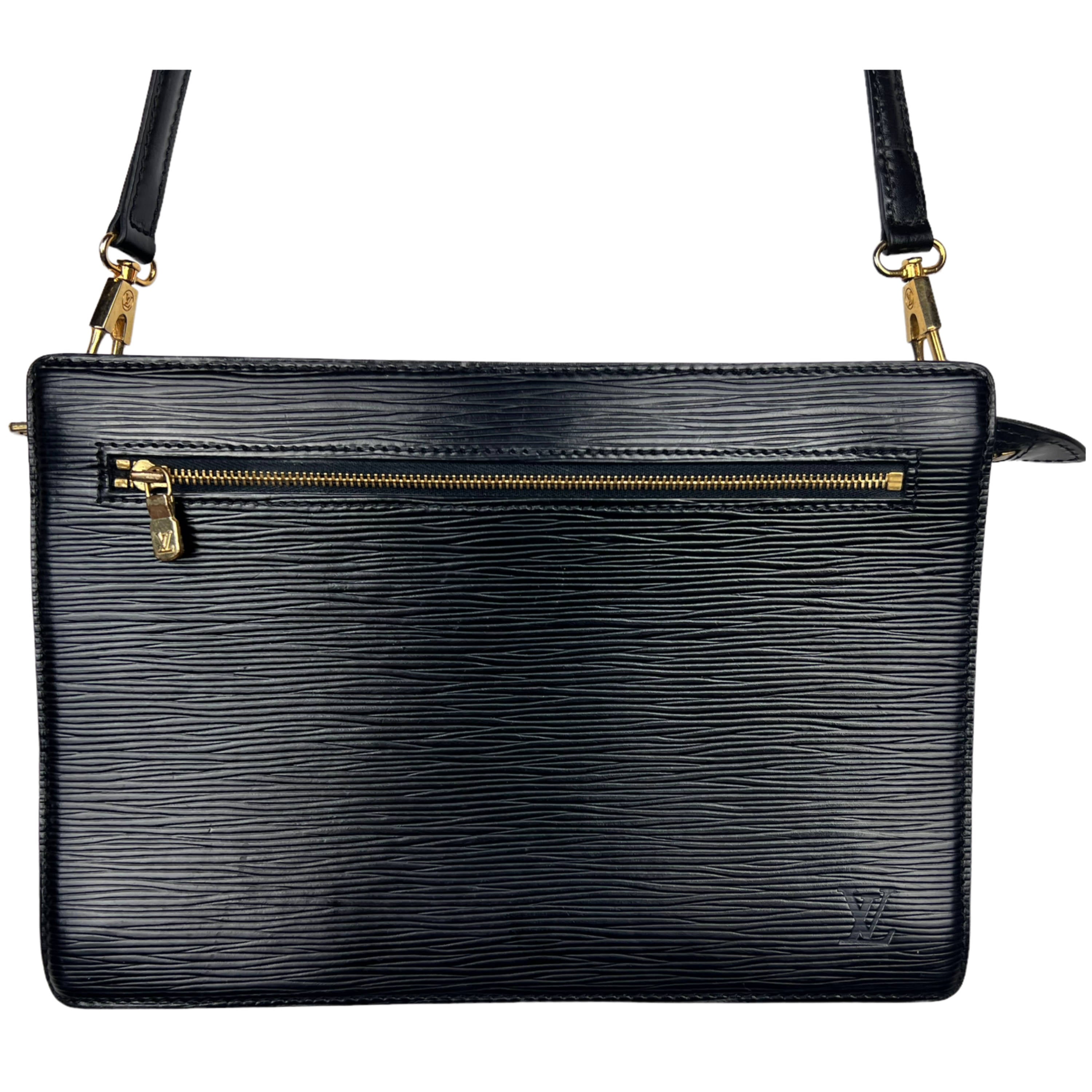 LOUIS VUITTON Epi Leather Pochette Accessories Handbag Clutch Dark Brown Bag