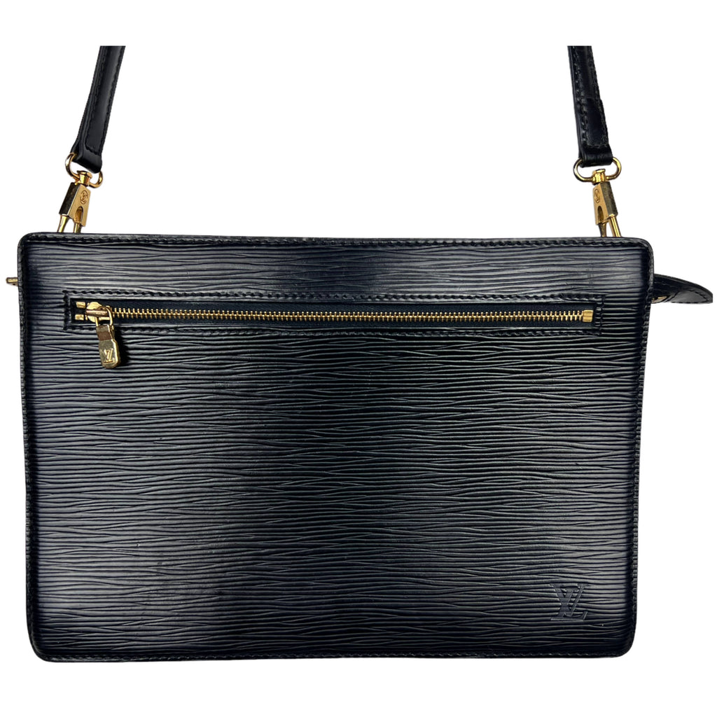Vintage Louis Vuitton Purse Black Epi Leather 2 Zip Pochette