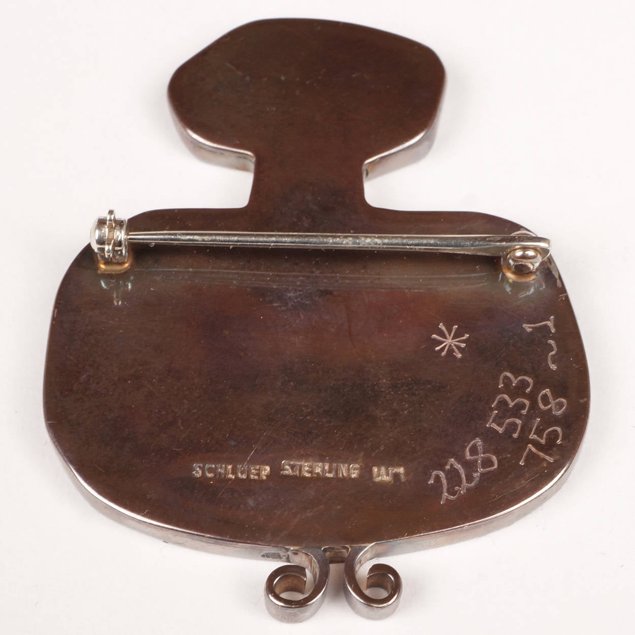 Modernist Walter Schluep Sterling Silver and Enamel Brooch Pop Art - Poppy's Vintage Clothing