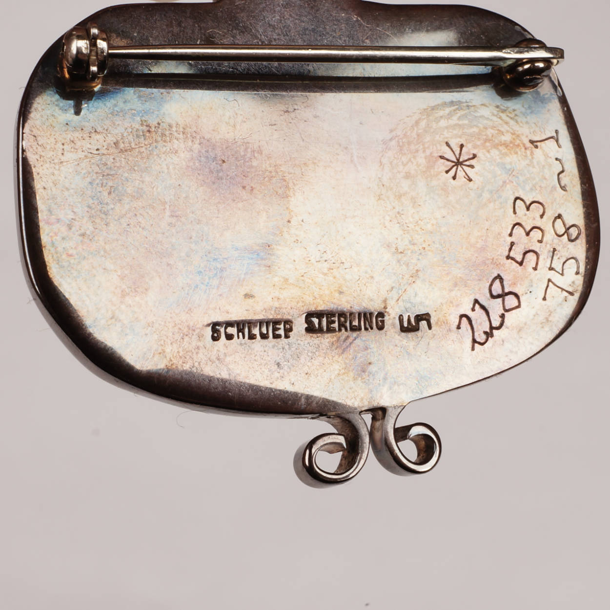 Modernist Walter Schluep Sterling Silver and Enamel Brooch Pop Art - Poppy's Vintage Clothing