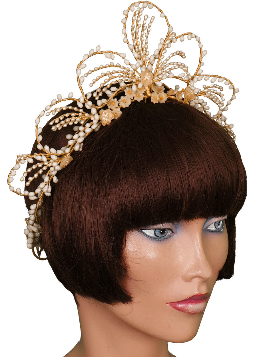 Vintage 1930s Wedding Wax Tiara Bridal Headpiece w Photo & Provenance - Poppy's Vintage Clothing