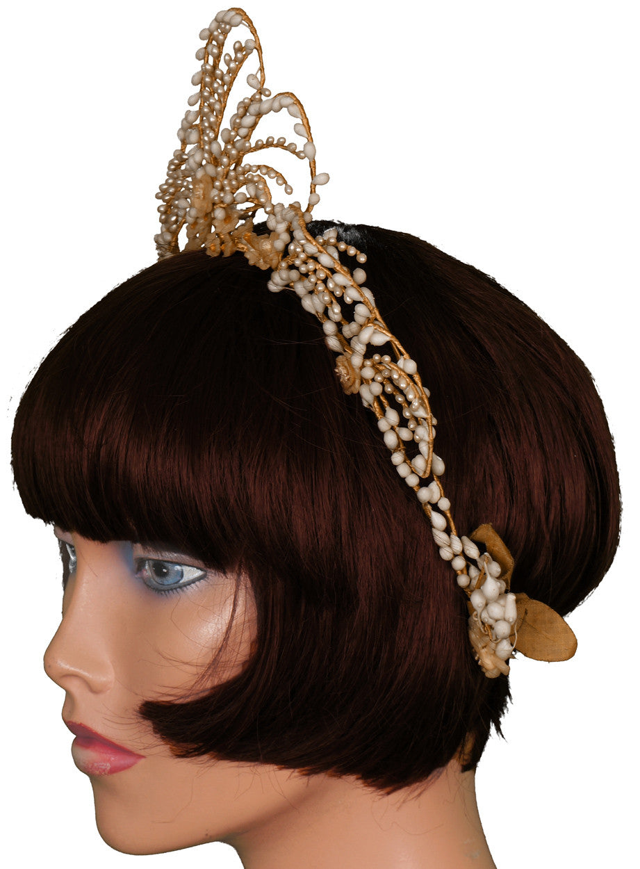 Vintage 1930s Wedding Wax Tiara Bridal Headpiece w Photo & Provenance - Poppy's Vintage Clothing